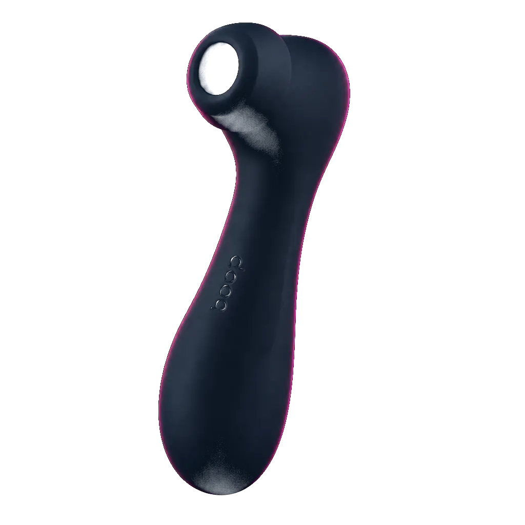 Charlotte air-pulse toy in matte navy-black silicone with debossed boop logo